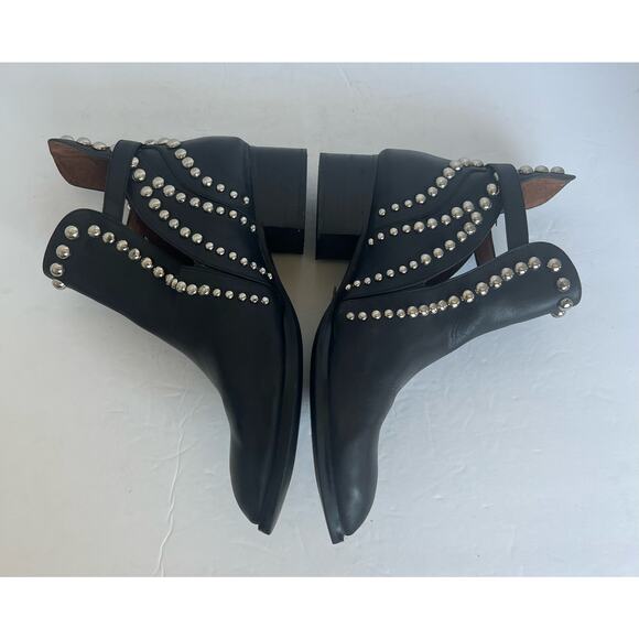 Jeffrey Campbell Rylance Black Leather Studded Ankle Low Block Heel Booties 9.5 - Picture 8 of 9